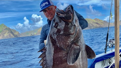 DEEP SEA Fishing Gigantic Mystic Grouper {Catch Clean Cook} Filipino Fish Soup
