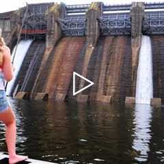 We FOUND The RIVER MONSTERS Hiding Beneath This GIANT SPILLWAY! (Catch, Clean & Cook!)