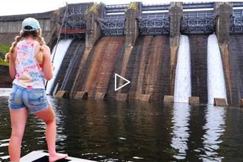 We FOUND The RIVER MONSTERS Hiding Beneath This GIANT SPILLWAY! (Catch, Clean & Cook!)