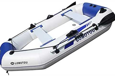 Inflatable Boat Set 2-3 Person Thickened Fishing Boat Hard Inner Bottom Floor Boat with 3 Separate..